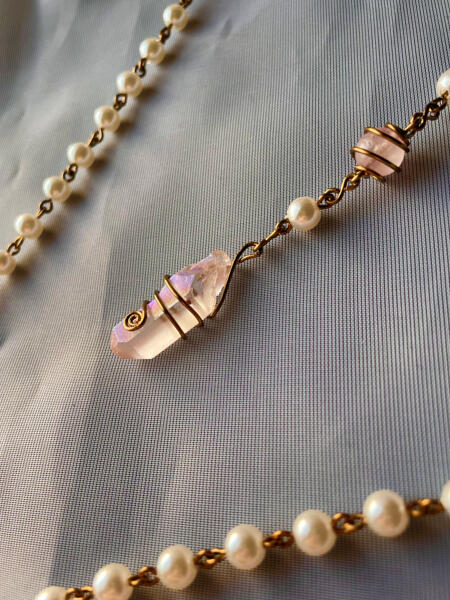 Rosary Style Rose Quartz Necklace